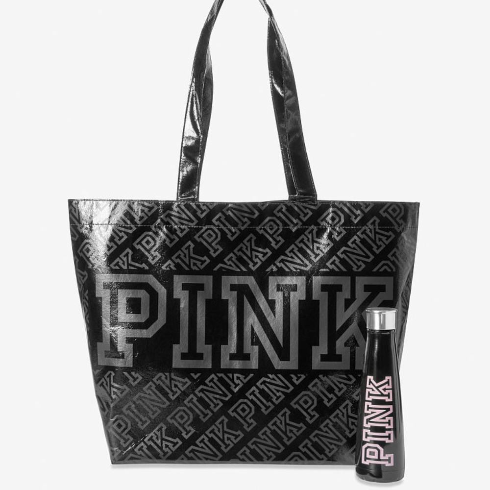 VS PINK S'Well Water Bottle & Tote Black NIP